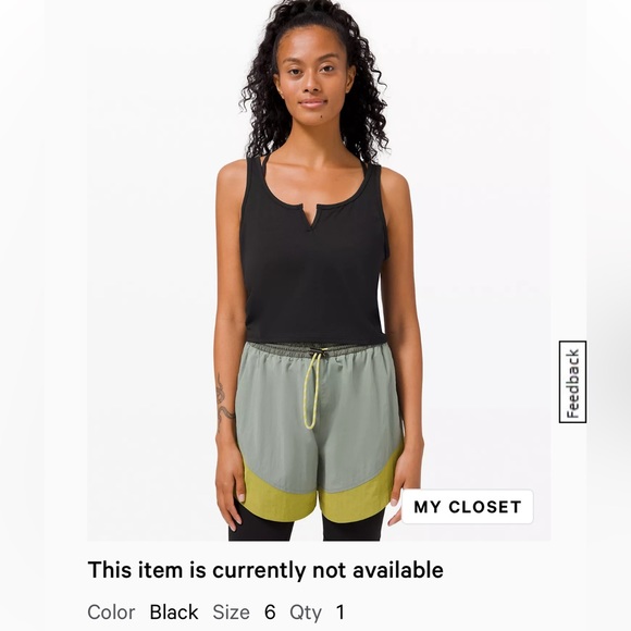 Lululemon black cropped tank size 6 - Picture 1 of 4